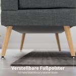 Soffa 2 Sits Kompakt Grå Linnetyg och Trä för Vardagsrum och Små Utrymmen Tuftad Ryggstöd med Mjuk Stoppning Modern och Platsbesparande Design