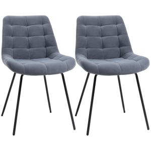 Matstolar i Sammet 2-Pack, Eleganta Köksstolar med Metallben, Bekväm Sittplats i Retro-Design, Grå, 50 x 61 x 79 cm