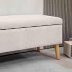 Förvaringsbänk, Linnelook, upp till 220 kg, Beige, 110 x 39 x 45 cm