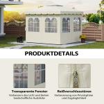 Sidoväggar 4-pack till Paviljong med Dragkedja för Solskydd och Vindskydd Hållbar och Vattenavvisande Krämfärgad Polyester 3 x 4 m