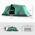 Campingtält Tunneltält Armygrön Svart av Polyester för 5-6 Personer Kupoltält med Pinnar Rymlig Design 4,55 x 2,3 x 1,8 m