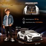 Elbil Barn Sportbil Vit Plast för Barn 3–8 År Elektrisk Leksaksbil med 12V Batteri och Fjärrkontroll LED-Ljus och Musikfunktion