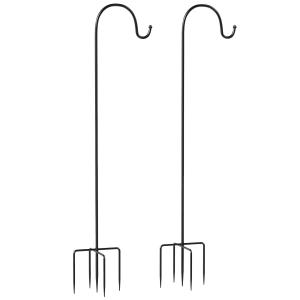 Herdekrok Trädgård 2-pack Svart Metall för Lyktor och Blomkrukor Trädgårdsdekoration med 5 Spetsar Stabil 160 cm