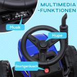 Elektrisk Traktor Barnfordon Blå av Plast för Barn 3-6 År med Släp och Fjärrkontroll MP3 Strålkastare 3-6 km/h