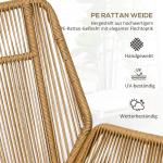 Polyrattan Trädgårdsstol med Pall, Justerbart Ryggstöd, Ljusbrun/Grå/Svart