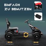 Trampbil Gokart Svart av Metall och Plast för Barn 5-12 År med Justerbar Sits och Handbroms Kettcar Pedalbil Rolig Lek