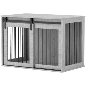 Hundbur Hundkennel Grå av Metall för Stora Hundar Låsbar Bur med Skjutdörr 98 x 58 x 61 cm