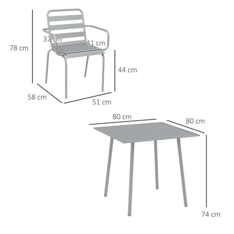 Trädgårdsmöbelset Matgrupp Ljusgrå av Stål Matbord 4