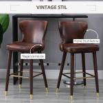 Barstol 2-Pack Eleganta Bistrostolar med Fotstöd och Ryggstöd Matsalsstol PU Brun 52 X 53 X 101 Cm