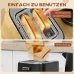 Vattenkokare Brödrost Frukostset Svart av Plast och Metall för Kök Set med 2 Skivor Brödrost och 1,7 l Kanna 2200 W