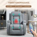 Massagestol med Gung-, Ligg- och Värmefunktion, Timer, 5 Lägen, Roterbar, Ljusgrå