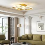 Taklampa LED Guld Metall och Akryl för Vardagsrum och Hall Modern Takbelysning med 3 Ljusfärger Energisnål Design och Bra Ljusspridning 40W
