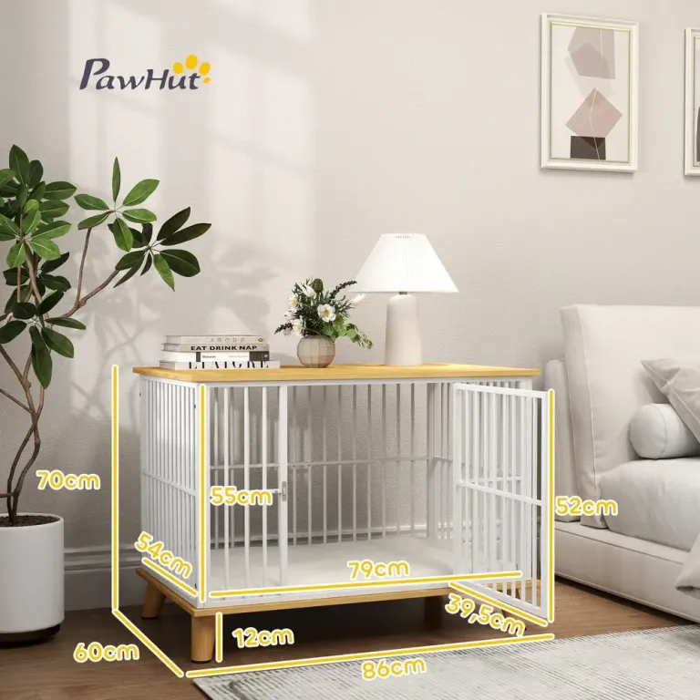 Hundbur Hundkennel Ek av Trä och Metall 86 x 60 x 70 cm