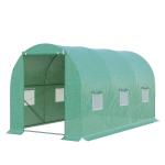 Folieväxthus Rundbåge Grön 6 Nätfönster för Ventilation Optimalt Klimat för Tomat och Grönsaker 395 X 195 X 190 Cm