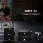 Jump Box Plyo Box Svart av Trä för Fitness och Hemmaträning 3-i-1 Plyometrisk Plattform med Handtag