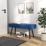 Stoppad Sängbänk, Sammetslook, Blå, 100 x 36 x 45 cm