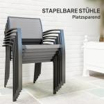 Matgrupp Sittgrupp för 6 Personer Grå av Stål och Tyg för Balkong och Terrass Bord med 6 Stapelbara Stolar