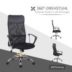 Kontorsstol Nät Höj- och Sänkbar Skrivbordsstol Ergonomisk Spelstol Snurrstol med Vippfunktion Svart