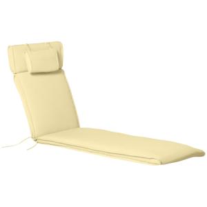 Solstolskudde Trädgårdsstol Kudde Polyester och Bomullsfiber Bekväm och Väderbeständig Krämvit 198 X 53 X 5 Cm