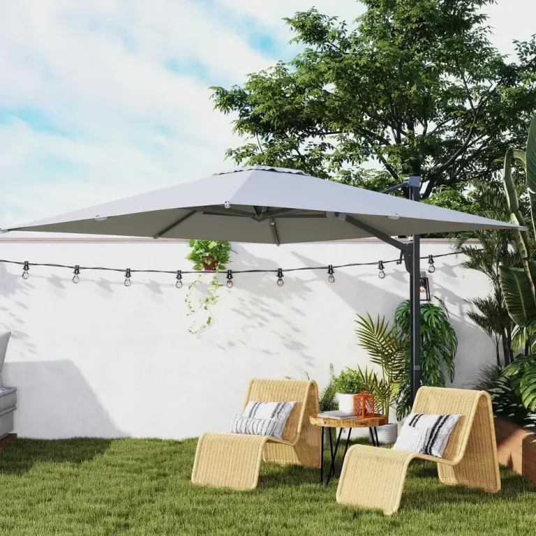 Parasoll Marknadsparaply Roterbart 360° Ljusgrå 3 x m