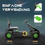 Trampolinbil för Barn, Tuff Gokart med Justerbar Sits och Handbroms, Rolig Trampbil för Utomhuslek, Grön/Svart, 5 år+