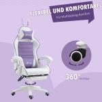 Gamingstol Ergonomisk och Spelstol med Svankstöd och Fotstöd samt Kaninöron och Kudde Ergonomisk och Bekväm Violett Tyg och Metall