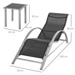 Trädgårdsgrupp i Metallnät 3 Delar, Modern Sittgrupp med Två Fåtöljer och Bord, Väderbeständig Design för Balkong, Svart