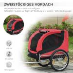 Hundsläp Cykelvagn Röd Svart Oxford Tyg för Hundar och Husdjur med Regnskydd 130 X 73 X 90 Cm