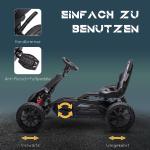 Gokart Trampbil med Handbroms Svart av Metall och Plast för Barn 3-8 År Justerbart Säte och Växel Framåt Bakåt Kettcar