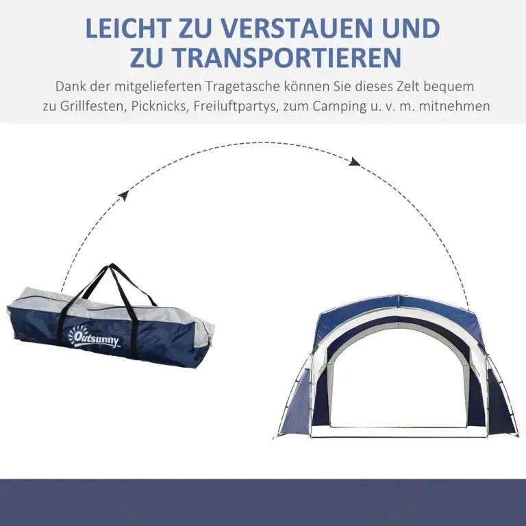 Kupoltält Campingtält Blå av Polyester 3,5 x 3,5 x 2,22 m