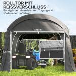 Tältgarage Cykelförvaringstält Vattentätt Mörkgrå av PE och Stål för Trädgård Cykelskjul med Dörr och Dammskydd 300 x 600 x 230 cm