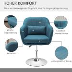 Snurrstol i Linneliknande Polyester och Metall, 60 x 60 x 79–91 cm, Blå
