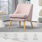Fåtölj Relaxstol med Armstöd Rosa av Linnelook och Trä för Vardagsrum och Sovrum Vadderad Stol