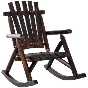 Gungstol med Armstöd Förkolnat Massivt Trä Väderbeständig för Trädgård och Terrass 97 X 69 X 93 Cm