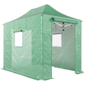 Växthus Pop-up Grön PE-plast för Trädgård Hopfällbart Odlingshus med Dörrar och Fönster Väderbeständigt 300x200x270 cm