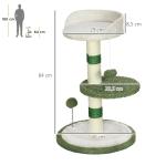 Skrapstolpe Kattträd Grön av Sisal och Plysch för Små Katter med Liggyta och Lekboll Litet Klösträd Kompakt Design 64 cm