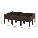 Upphöjd Odlingslåda i Konstrotting 6-Pack, Modulär Planteringsbänk med Dränering, Flexibel Odling för Balkong, Brun, 40 x 40 x 44 cm