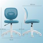 Kontorsstol Barn Blå Tyg och Plast för Barnrum och Läxläsning Ergonomisk Skrivbordsstol med C formad Ryggstöd och Hjul Bekväm Sits
