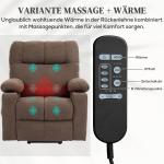 Elektrisk TV-Stol Relaxstol Grå av Tyg och Metall för Seniorer Massagestol med Ståhjälp och Värmefunktion Bekväm