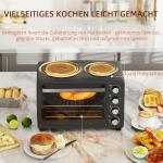 Miniugn Bordsugn med 2 Värmeplåtar Svart av Rostfritt Stål för Kök Ugn med Timer och Grillgaller 28 l 2600 W