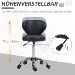 Rullande Pall Massagepall Roterande Arbetspall Svart av Konstläder och Metall för Kontor och Salong Justerbar Höjd 49-64 cm
