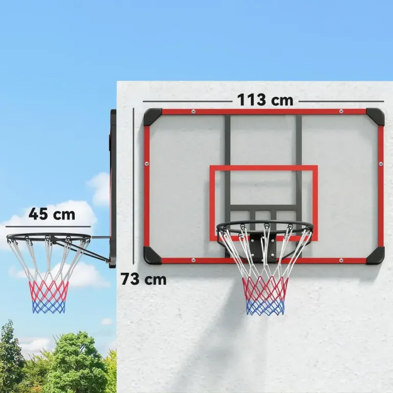 Basketkorg för Väggmontering 113 x 61 x 73 cm, Röd