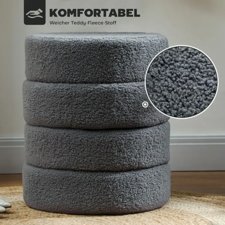Rund Pall i Teddyfleece Upp till 120 kg Mörkgrå Ø40x45 cm