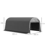 Tältgarage Cykelförvaringstält Vattentätt Mörkgrå av PE och Stål för Trädgård Cykelskjul med Dörr och Dammskydd 300 x 600 x 230 cm