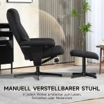 Relaxstol TV-Stol Svart av Sammetslook och Metall för Vardagsrum Vridbar Fåtölj med Pall och Liggfunktion