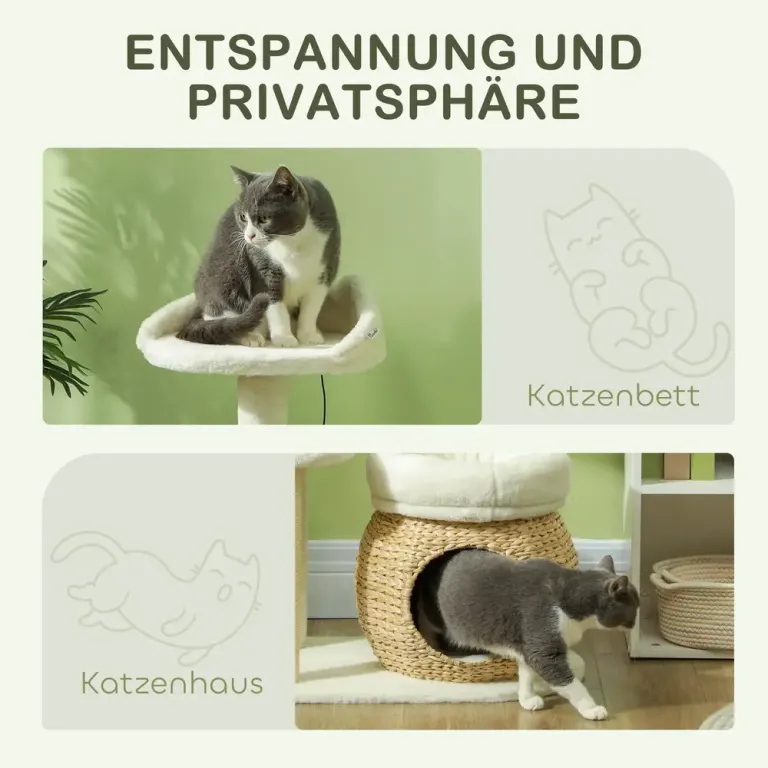 Klösträd Krämvit av Sisal och Plysch 79 cm