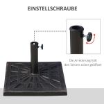 Parasollfot i Konstharts, Stabilt Paraplystativ med Antik Design, Passar Stångdiameter 38-48 mm, Svart, 47 x 47 x 32 cm, 15 kg