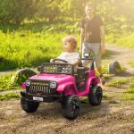 Elbil för Barn med 2.4 GHz Fjärrkontroll och 2 Motorer samt Tuta och LED Musik Hållbar och Säker Rosa Plast 12V 3-8 År för Lek