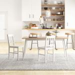 Set med 2 Köksstolar, Massivt Trä, Vit, 41 x 46,5 x 85,5 cm