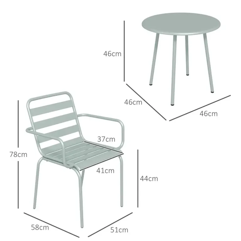 3-delat Bistroset Hopfällbart Grön 51 x 58 x 78 cm